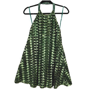🤍Line & Dot Dress Womens Green Sequin Halter Neck Open Back Trapeze Small NWT